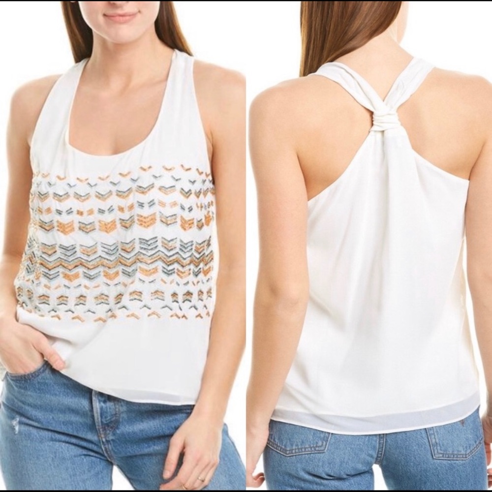 Greylin Beaded Chevron Racerback Blouse